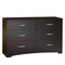 Modern 6-Drawer Chocolate Brown Dresser with Matte Chrome Handles and Smooth Glide Drawers